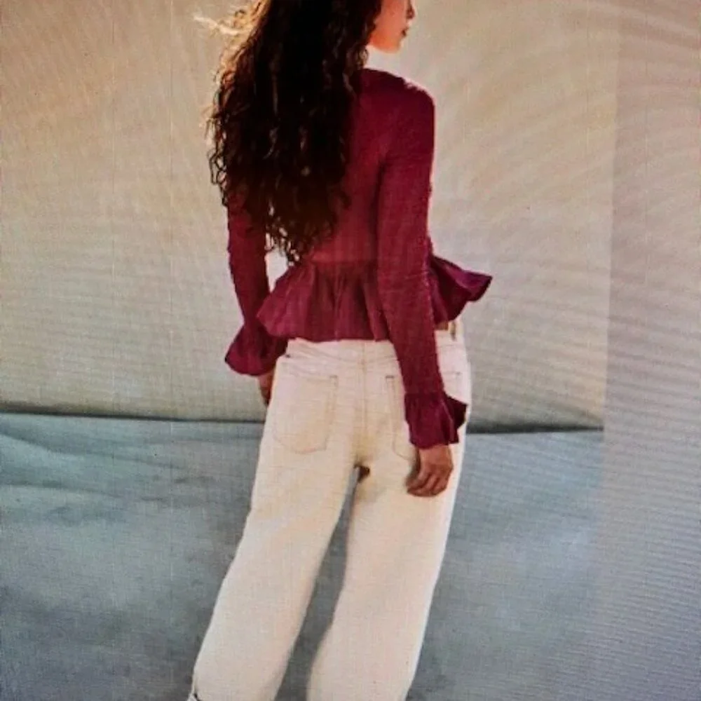 Free People Burgundy Red Peplum Top